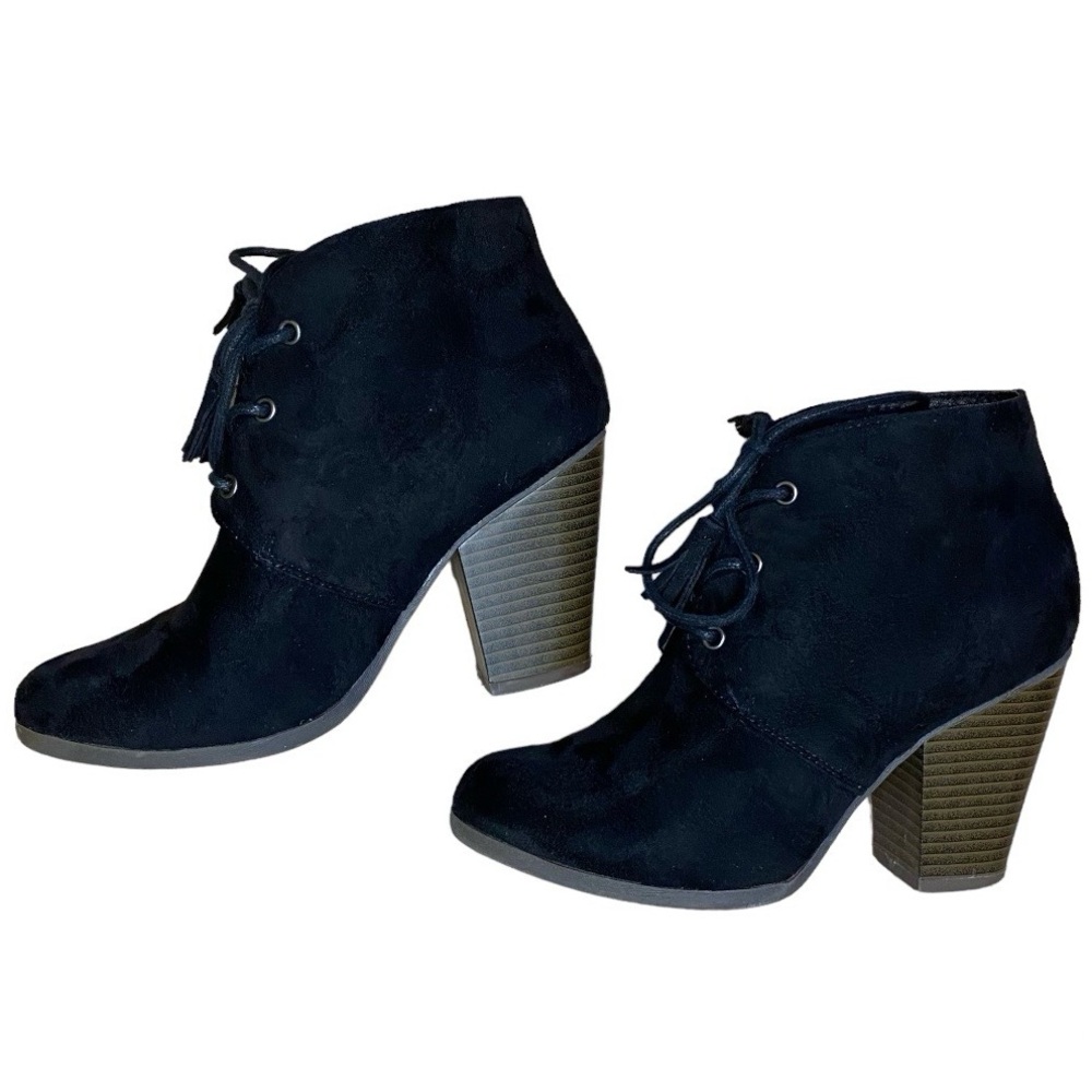 Journee Collection Black Lace up Booties